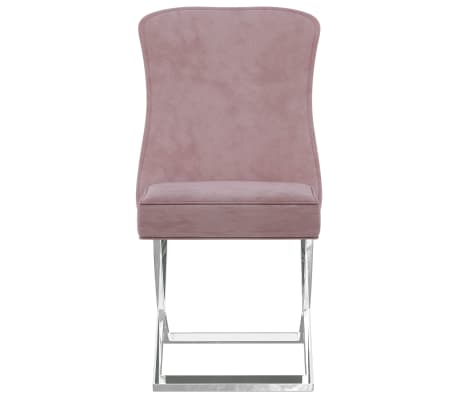 vidaXL Cadeira de jantar 53x52x98 cm veludo e aço inoxidável rosa