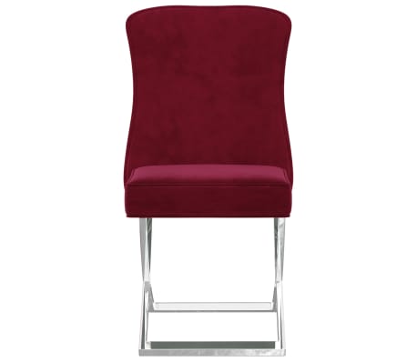 vidaXL Valgomojo kėdė, vyno raudona, 53x52x98cm, aksomas ir plienas