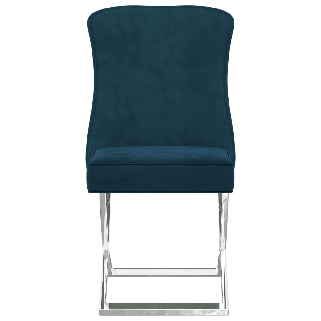 vidaXL Yemek Sandalyesi Mavi 53x52x98 cm Kadife Paslanmaz Çelik