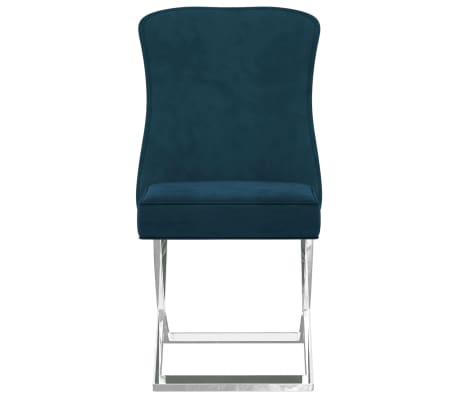 vidaXL Трапезен стол, син, 53x52x98 см, кадифе и неръждаема стомана