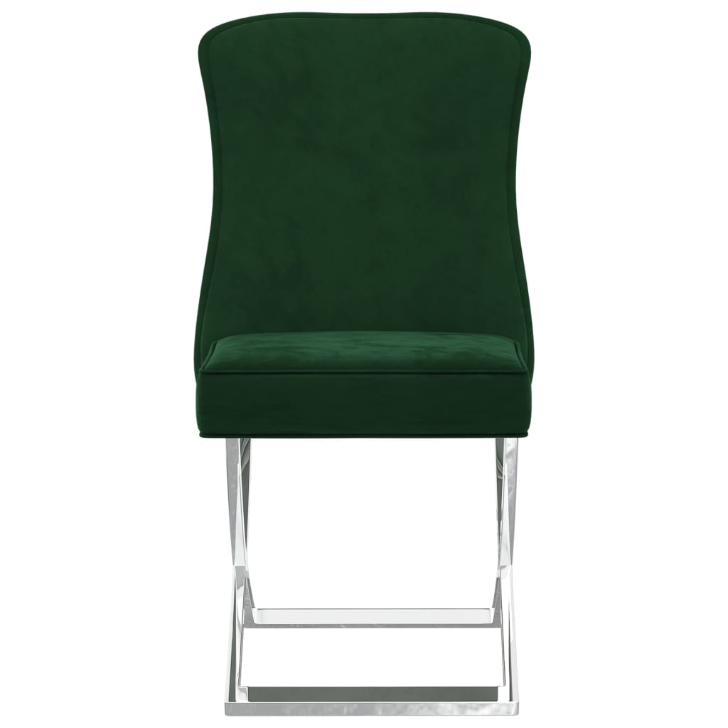 vidaXL Chaise de salle à manger Vert foncé 53x52x98 cm Velours et inox