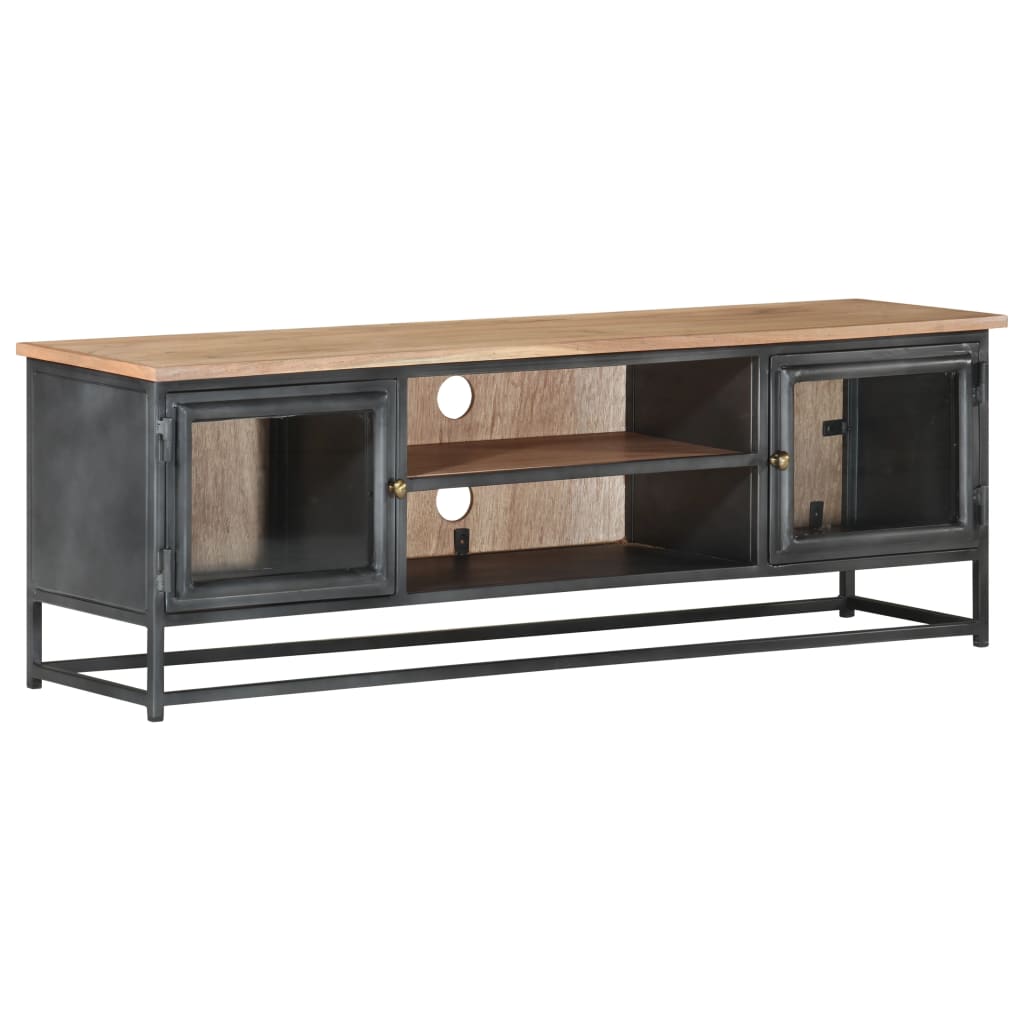 Image of vidaXL TV Cabinet Grey 120x30x40 cm Solid Acacia Wood and Steel