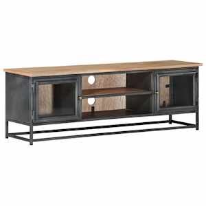TV stolek šedý 120 x 30 x 40 cm masivní akáciové dřevo a ocel - obrázek 1