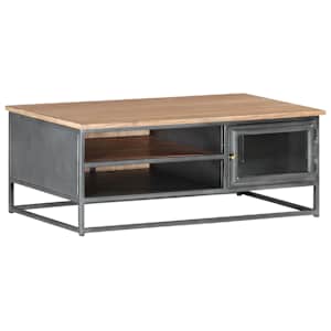 Konferenční stolek šedý 90 x 50 x 35 cm masivní akáciové dřevo - obrázek 11