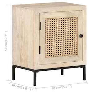 Noční stolek 40 x 30 x 50 cm masivní mangovník a přírodní rákos - obrázek 7