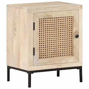 Noční stolek 40 x 30 x 50 cm masivní mangovník a přírodní rákos - obrázek 8