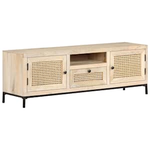 TV stolek 120 x 30 x 40 cm masivní mangovník a přírodní rákos - obrázek 11