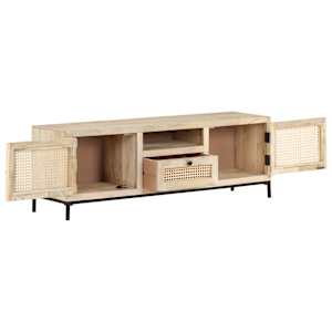 TV stolek 120 x 30 x 40 cm masivní mangovník a přírodní rákos - obrázek 3