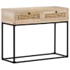 vidaXL konsoollaud, 100x35x76 cm, toekas mangopuit ja naturaalne roog