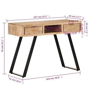 Psací stůl 107x45x79 cm masivní akáciové dřevo živé hrany - obrázek 7
