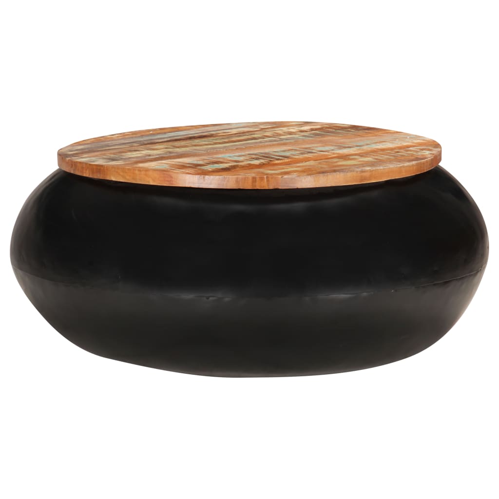 vidaXL Măsuță de cafea, negru, 68x68x30 cm, lemn masiv reciclat vidaXL