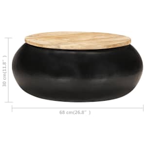 Konferenční stolek černý 68 x 68 x 30 cm masivní mangovník - obrázek 5