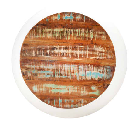 vidaXL Маса за кафе, бяла, 68x68x30 см, регенерирано дърво масив