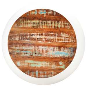 vidaXL Маса за кафе, бяла, 68x68x30 см, регенерирано дърво масив