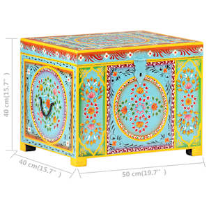 Ručně malovaný úložný box 50 x 40 x 40 cm masivní mangovník - obrázek 7