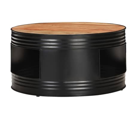 vidaXL Coffee Table Black Solid Acacia Wood Medium Round