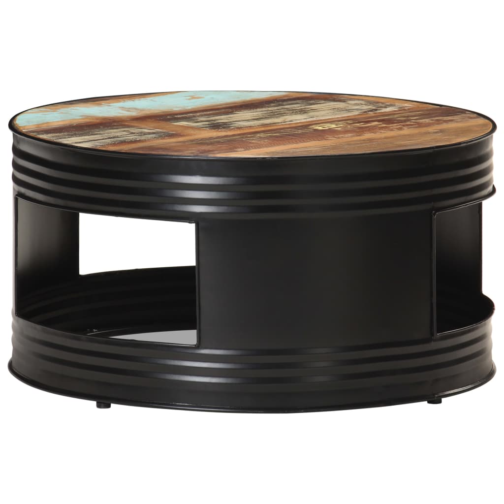 Image of vidaXL Coffee Table Black 68x68x36 cm Solid Reclaimed Wood