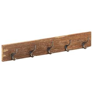 vidaXL esiku riidenagi 5 konksuga, 100 x 2,5 x 15 cm, taastatud puit