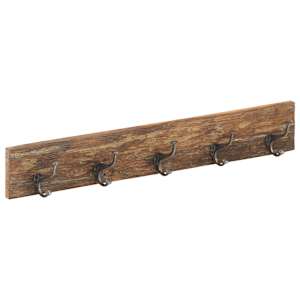 Věšák do předsíně s 5 háčky 100 x 2,5 x 15 cm recyklovaný masiv - obrázek 11