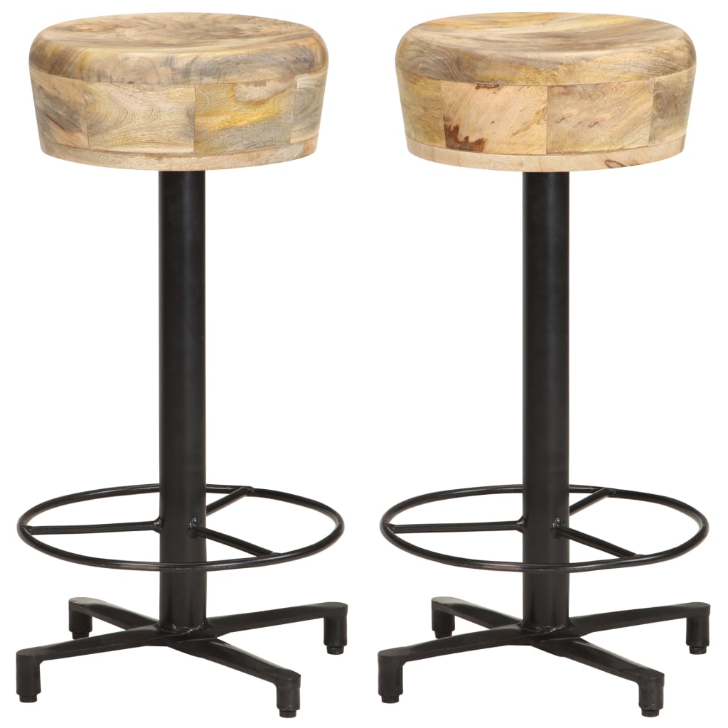 vidaXL Bar Stools 2 pcs 66 cm Solid Mango Wood-image-8720286067390