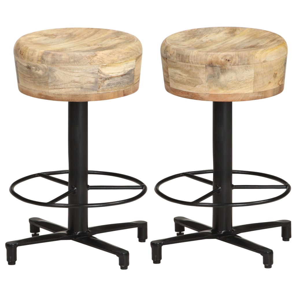 vidaXL Tabourets de bar 2 pcs 52 cm Bois de manguier massif