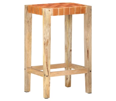 vidaXL Barkrakker 2 stk brun ekte lær 75 cm