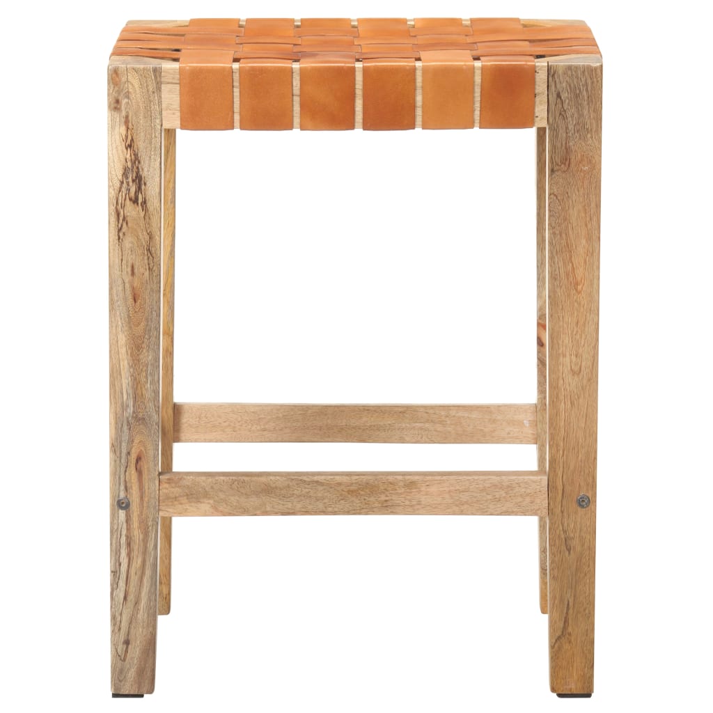 Thumbnail - vidaXL Barhocker 2 Stk. Braun Echtleder 60 cm