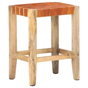 Barové stoličky 2 ks hnědé pravá kůže 60 cm - obrázek 11