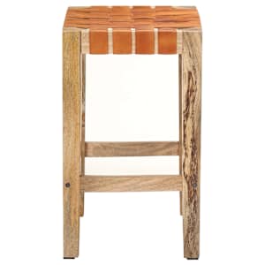 Barové stoličky 2 ks hnědé pravá kůže 60 cm - obrázek 4