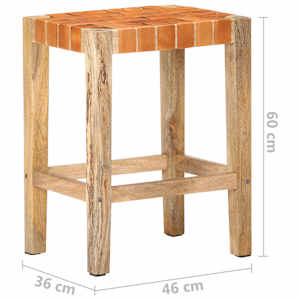 Barové stoličky 2 ks hnědé pravá kůže 60 cm - obrázek 8