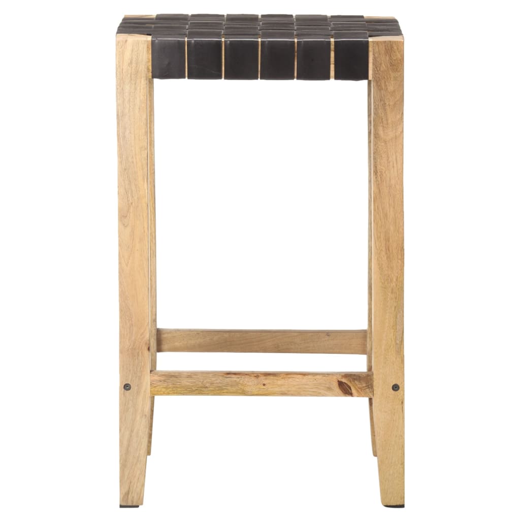 Thumbnail - vidaXL Barhocker 2 Stk. Schwarz Echtleder 75 cm