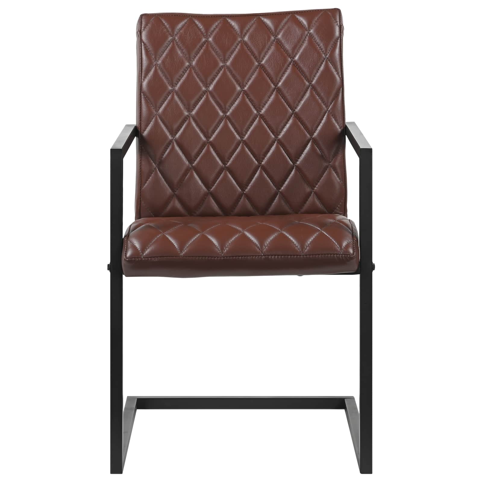 vidaXL Freischwinger 2 Stk. Braun Echtleder – Bild 6