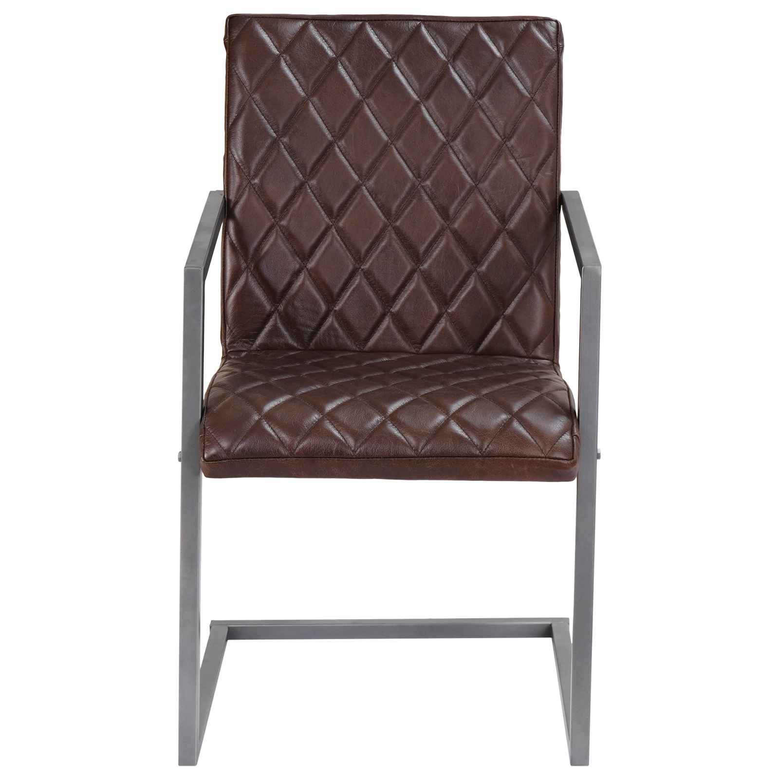 vidaXL Freischwinger 2 Stk. Braun Echtleder – Bild 6