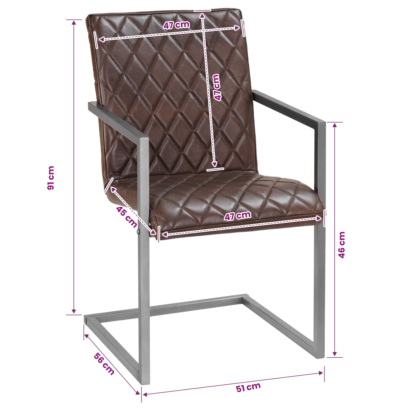 vidaXL Freischwinger 2 Stk. Braun Echtleder – Bild 19