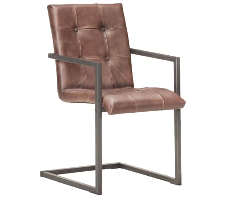 vidaXL vetruvate jalgadega söögitoolid 2 tk, kulunud pruun, ehtne nahk