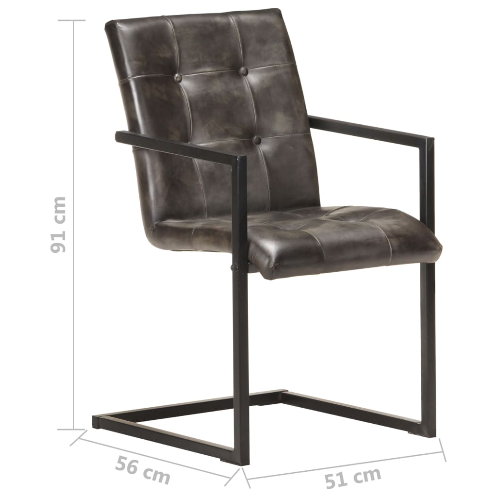 Gembinės valgomojo kėdės, 2vnt., baltintos pilkos, tikra oda | Stepinfit