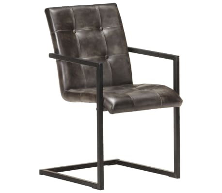 vidaXL Конзолни трапезни столове 2 бр състарено сиво естествена кожа