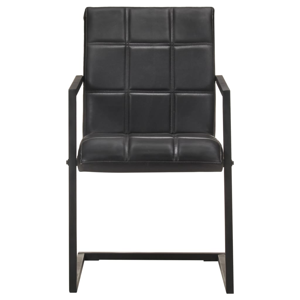 Gembinės valgomojo kėdės, 2vnt., juodos spalvos, tikra oda | Stepinfit