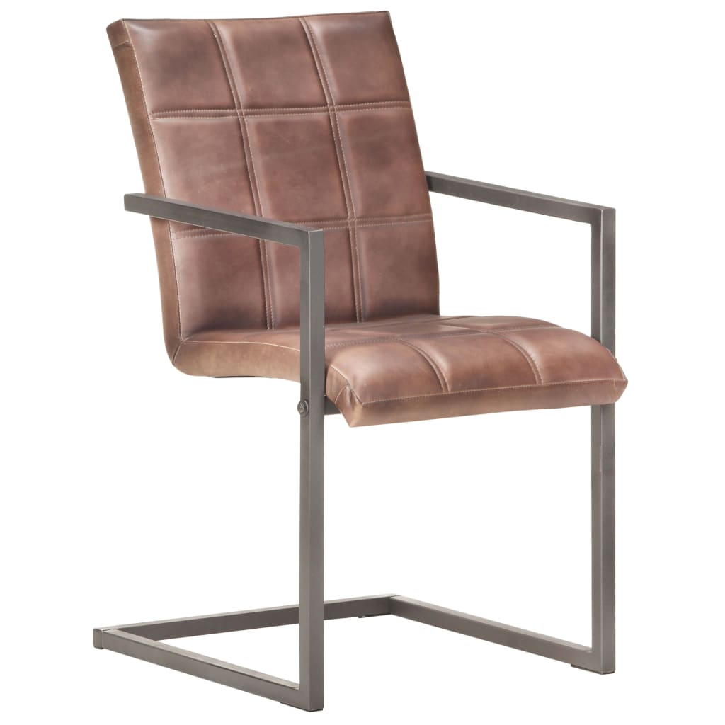 Gembinės valgomojo kėdės, 2vnt., baltintos rudos, tikra oda | Stepinfit