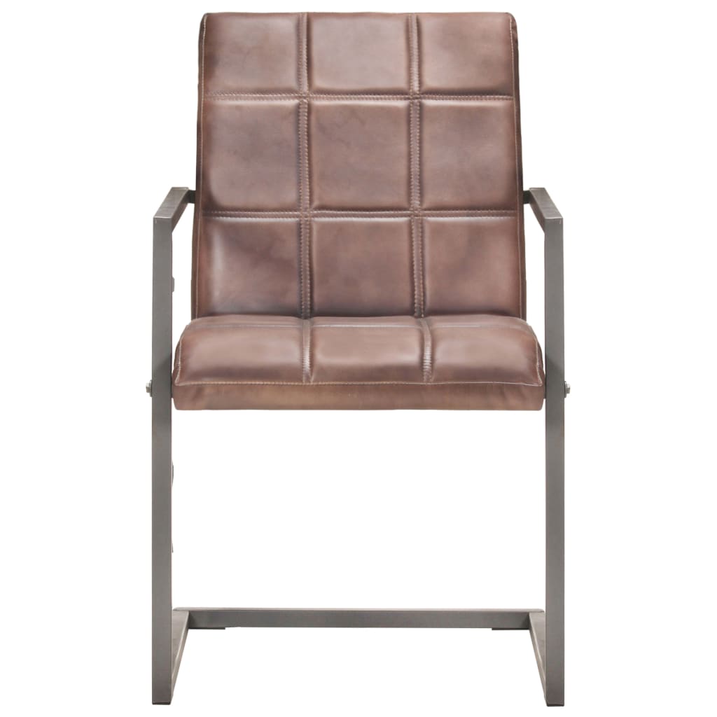 Gembinės valgomojo kėdės, 2vnt., baltintos rudos, tikra oda | Stepinfit