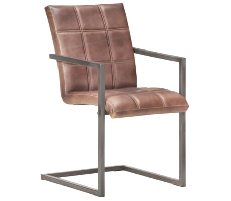 vidaXL vetruvate jalgadega söögitoolid 2 tk, kulunud pruun, ehtne nahk