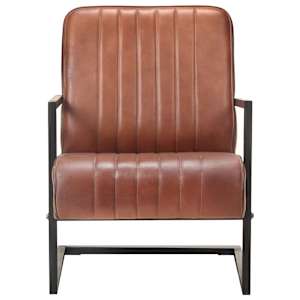 vidaXL Freischwinger Sessel Braun Echtleder