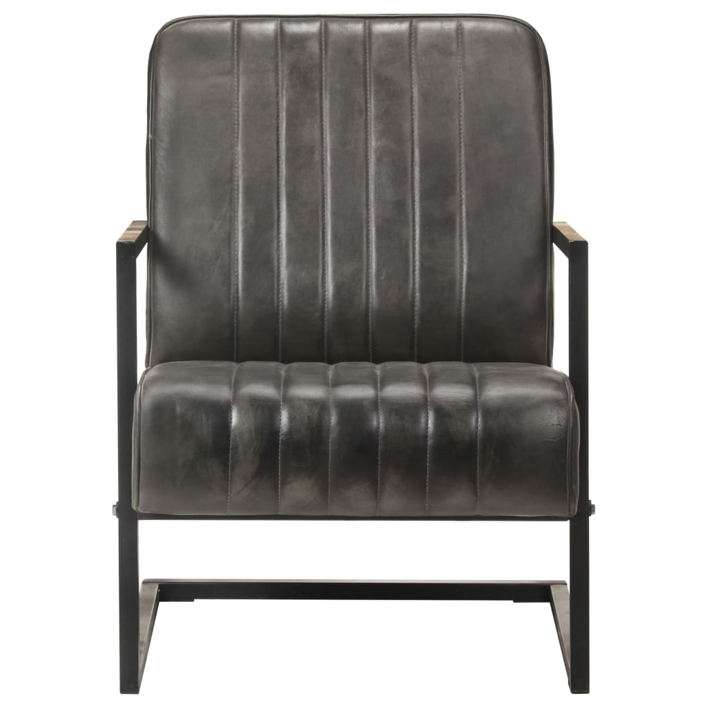 321858 vidaXL Cantilever Sofa Chair Distressed Grey Real Leather