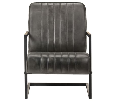 321858 vidaXL Cantilever Sofa Chair Distressed Grey Real Leather