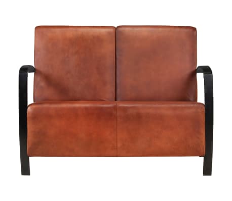 vidaXL 2-osobowa sofa, brązowa, skóra naturalna