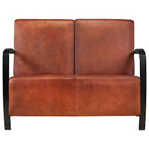 vidaXL 2-personers sofa &aelig;gte l&aelig;der brun