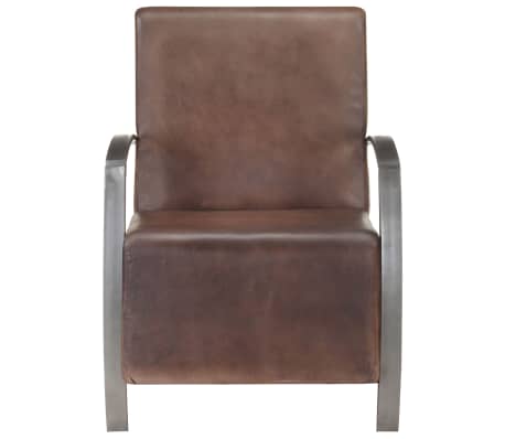 vidaXL Fauteuil Marron Cuir véritable