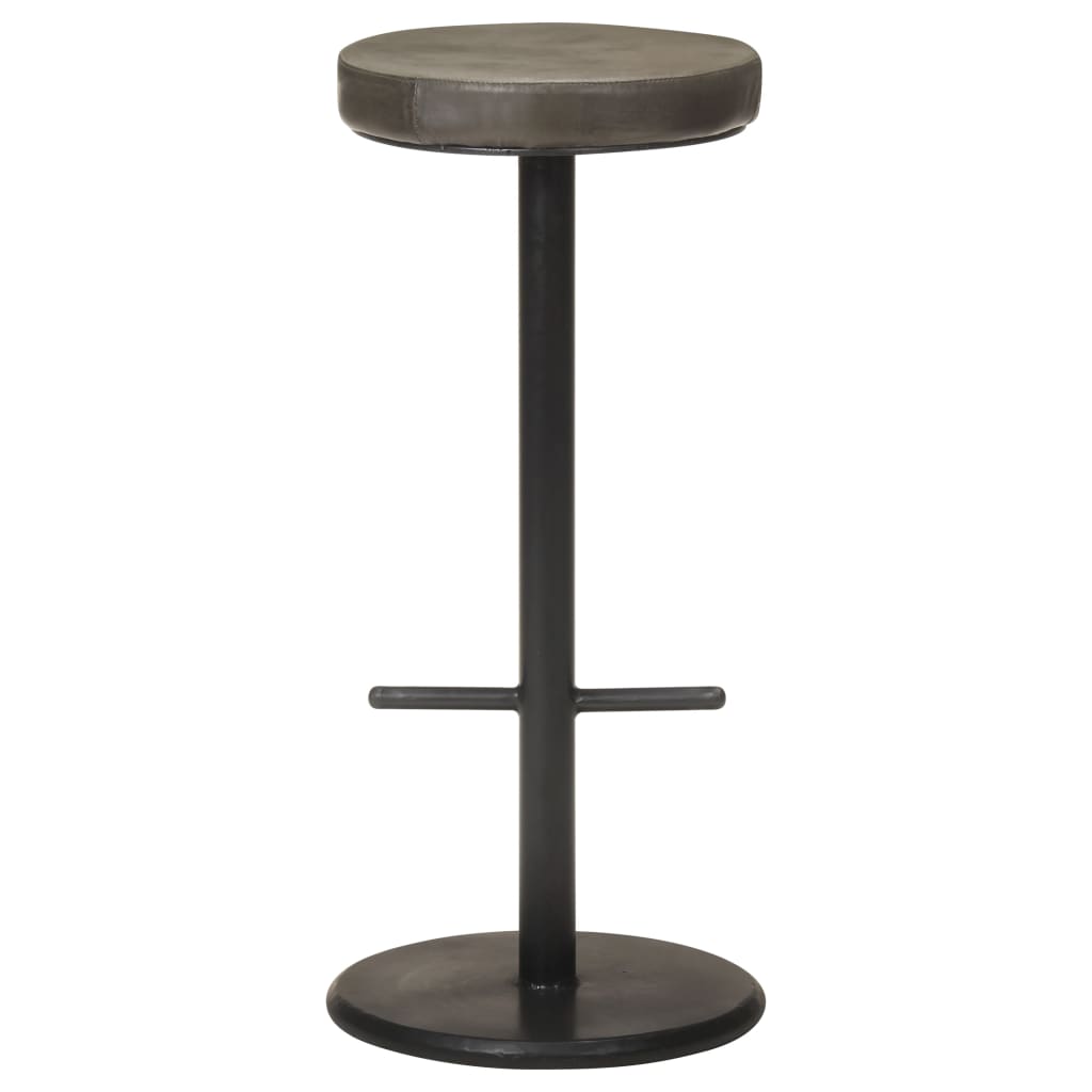 vidaXL Tabourets de bar lot de 2 gris cuir véritable