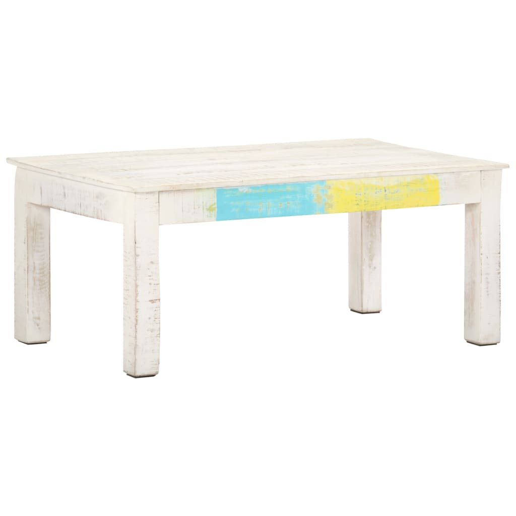 Image of vidaXL Coffee Table White 110x60x45 cm Solid Mango Wood