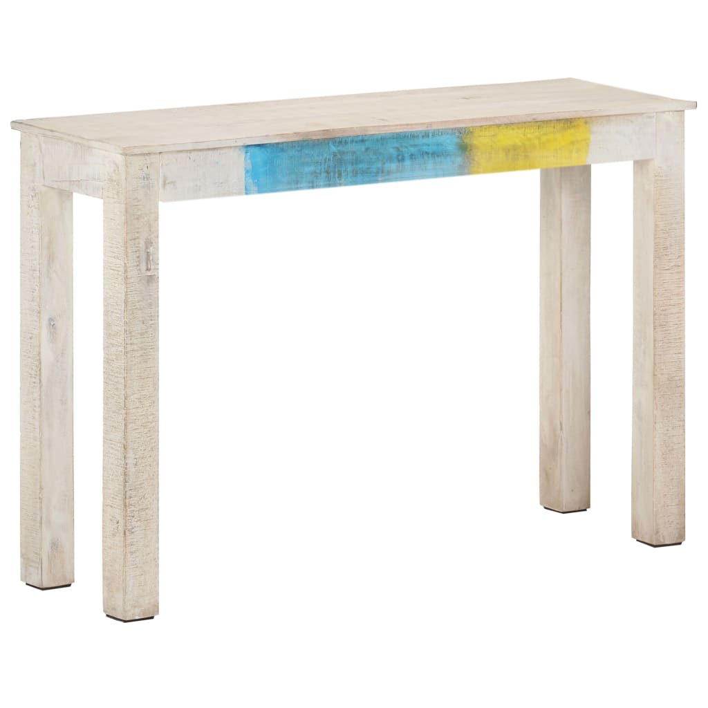 Konzolový stolek bílý 115 x 35 x 77 cm hrubé mangovníkové dřevo